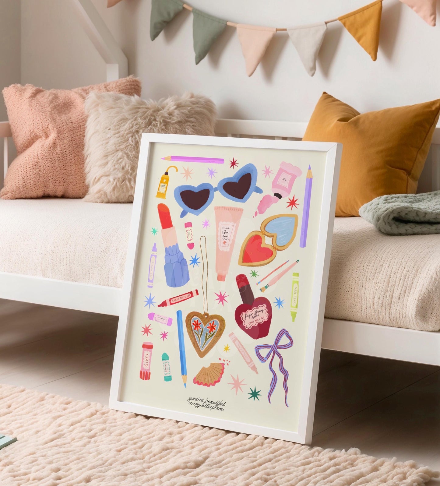 Just The Essentials Art Print: Colorful Decor, Girls Room, Teenager, Tween,