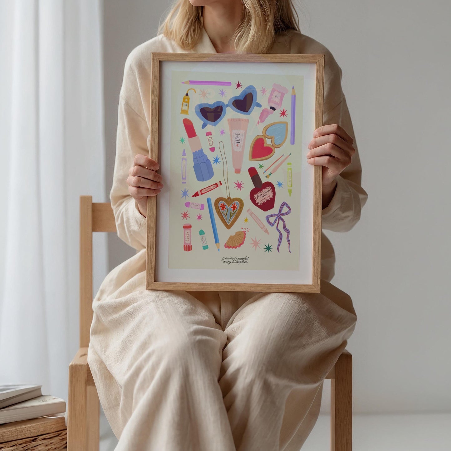 Just The Essentials Art Print: Colorful Decor, Girls Room, Teenager, Tween,