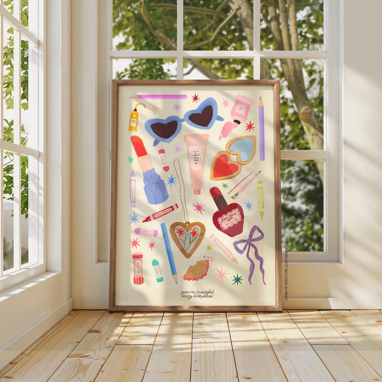 Just The Essentials Art Print: Colorful Decor, Girls Room, Teenager, Tween,