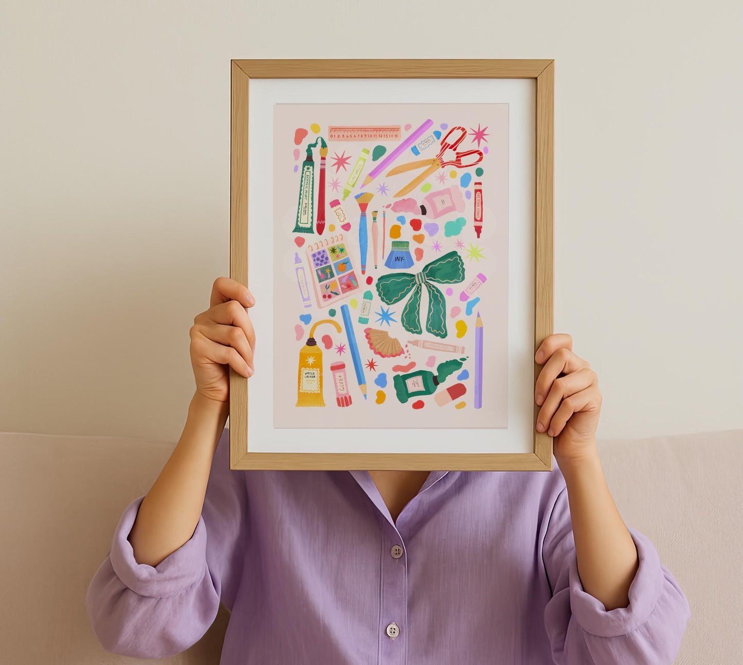 Happiest When Crafting Art Print: Colorful Decor, Girls Room, Teenager, Tween, Art, Arty Girl, Crafty Girl,