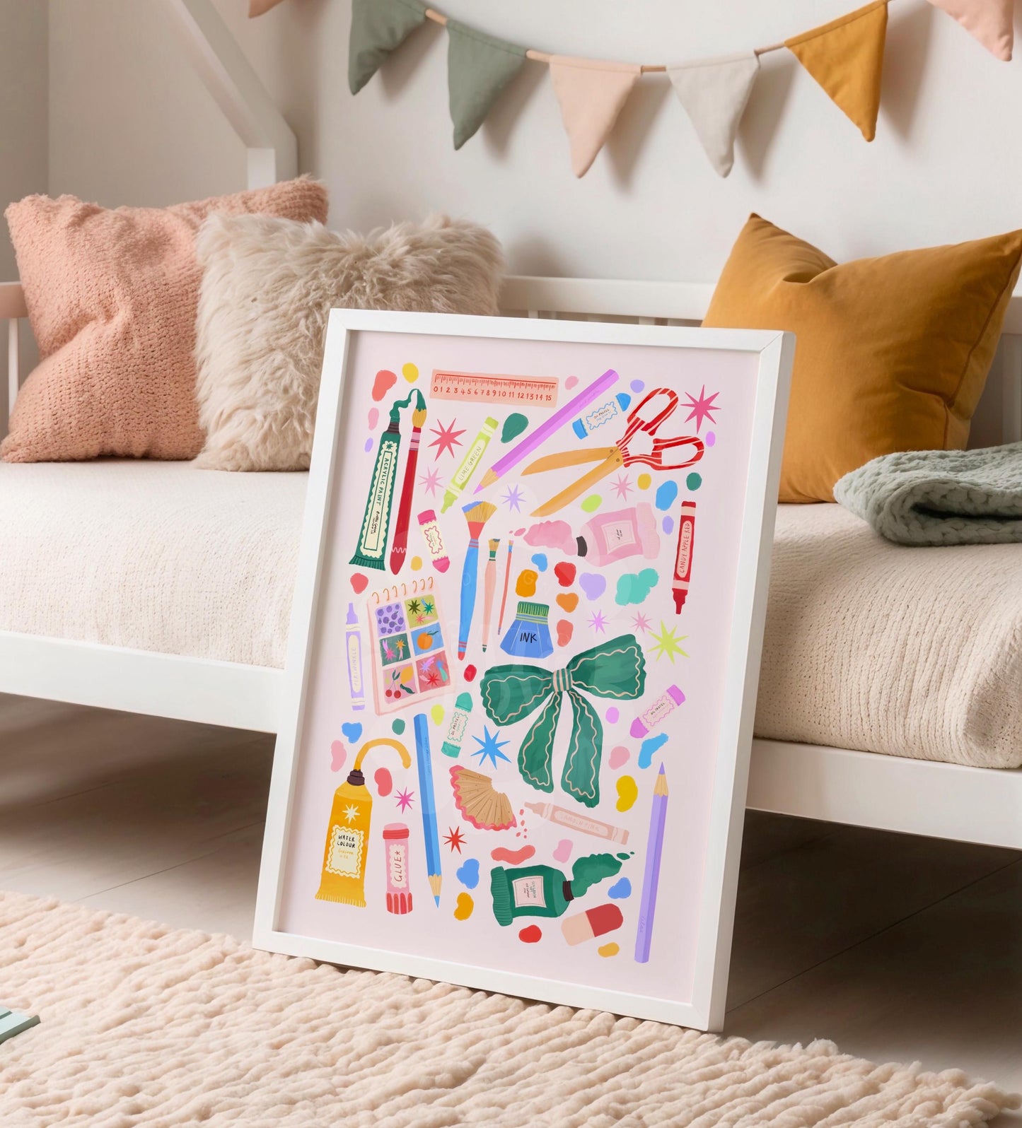 Happiest When Crafting Art Print: Colorful Decor, Girls Room, Teenager, Tween, Art, Arty Girl, Crafty Girl,
