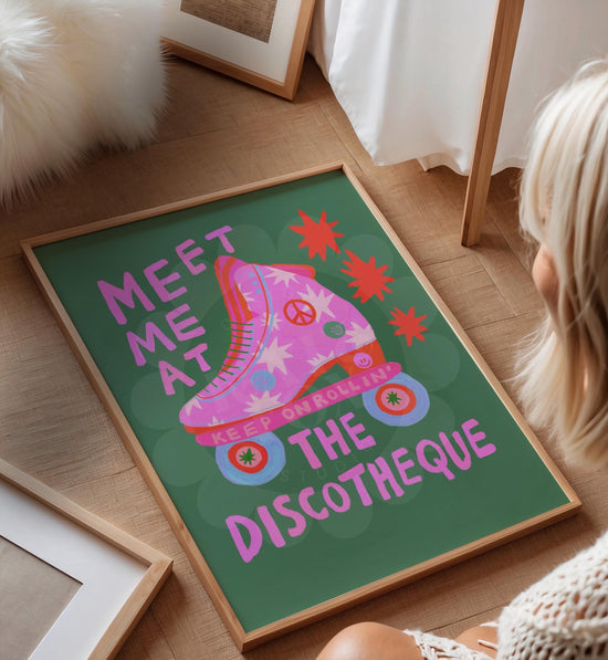 Pink Roller Skate Art Print | Unframed