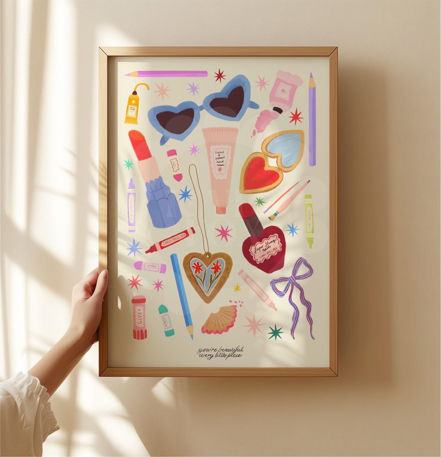 Just The Essentials Art Print: Colorful Decor, Girls Room, Teenager, Tween,