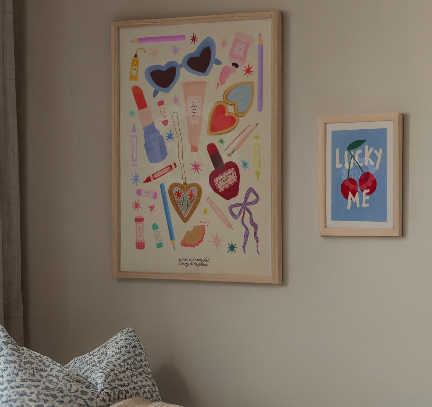 Just The Essentials Art Print: Colorful Decor, Girls Room, Teenager, Tween,