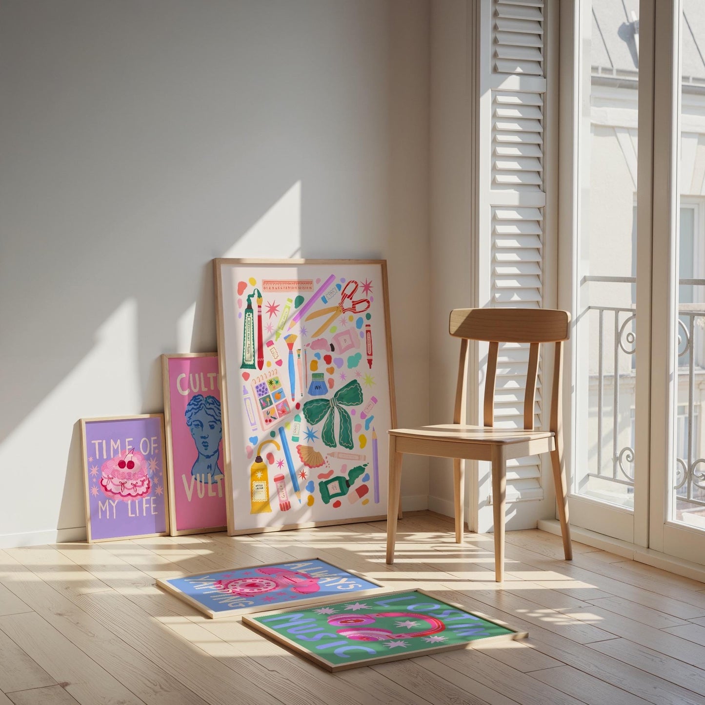 Happiest When Crafting Art Print: Colorful Decor, Girls Room, Teenager, Tween, Art, Arty Girl, Crafty Girl,