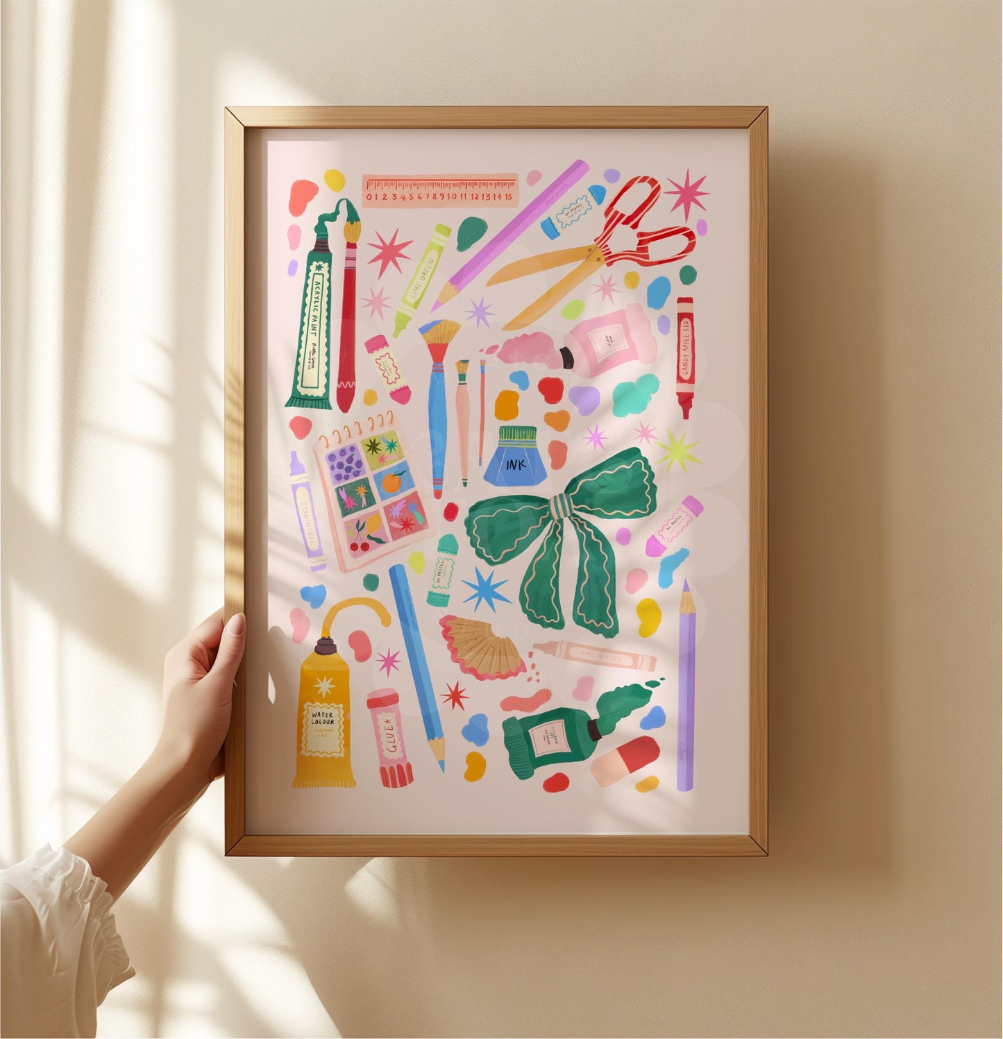 Happiest When Crafting Art Print: Colorful Decor, Girls Room, Teenager, Tween, Art, Arty Girl, Crafty Girl,