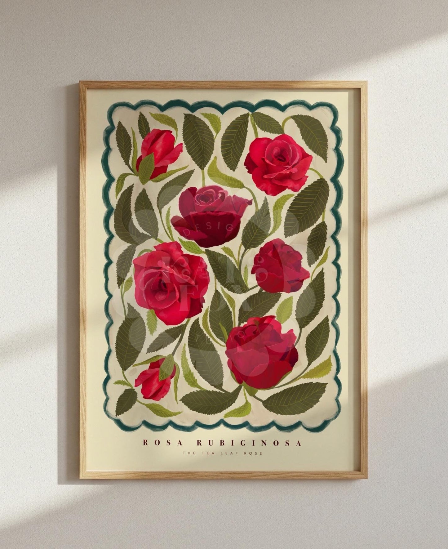 Red Rose Art Print: Colourful Handrawn Floral Illustration
