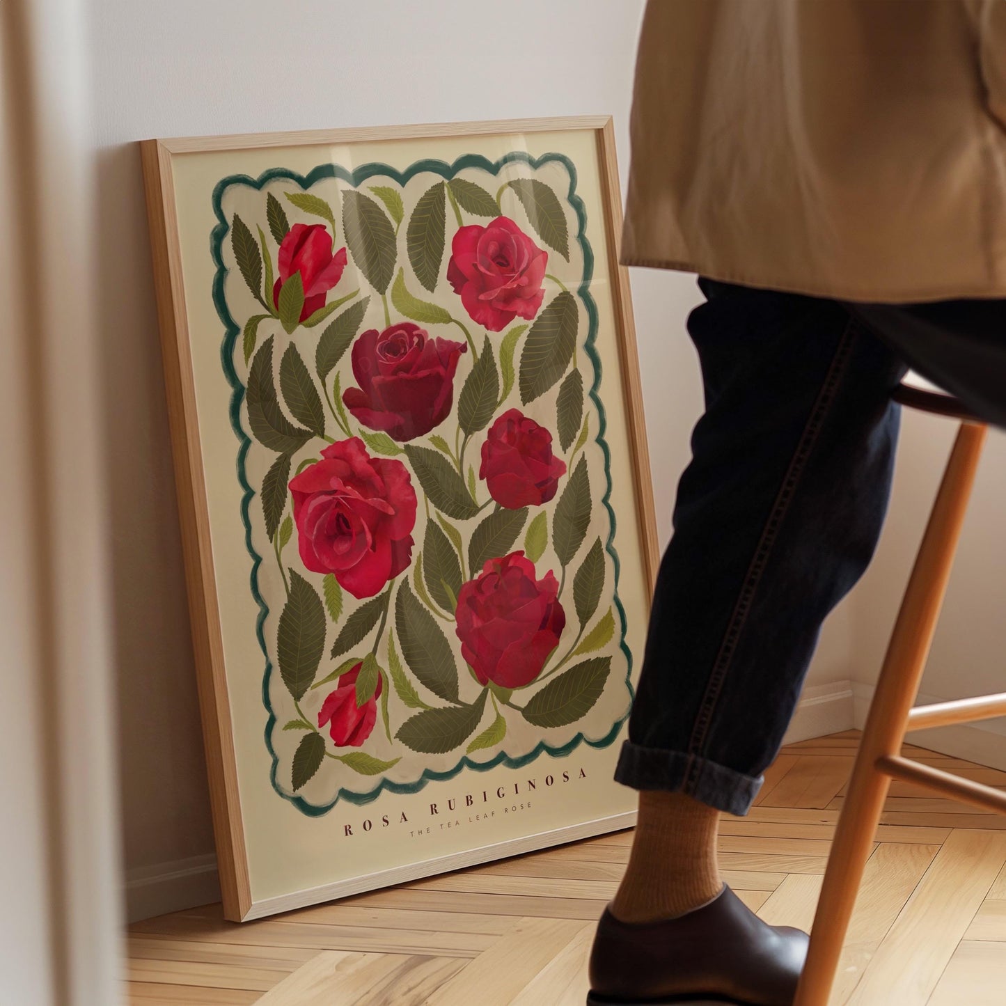 Red Rose Art Print: Colourful Handrawn Floral Illustration