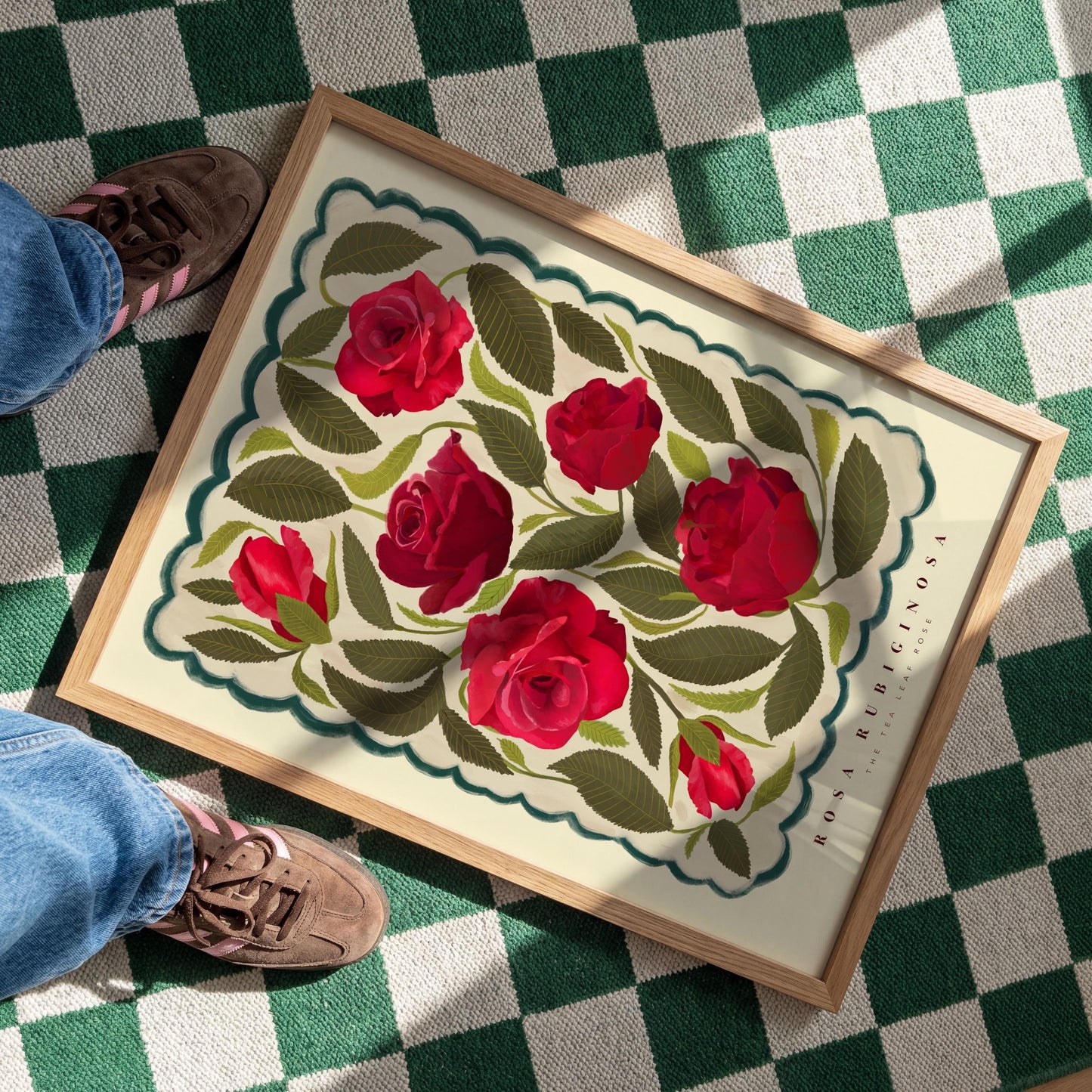 Red Rose Art Print: Colourful Handrawn Floral Illustration