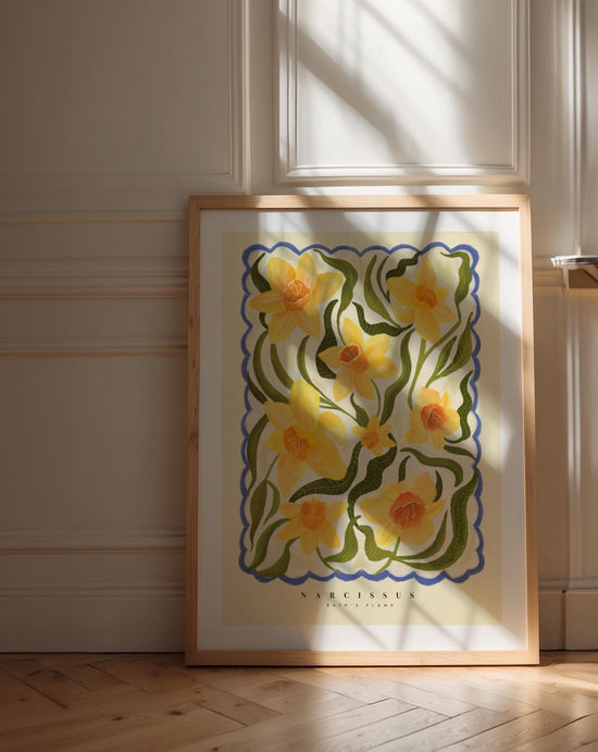 Spring Daffodil Art Print: Colourful Handrawn Floral Illustration