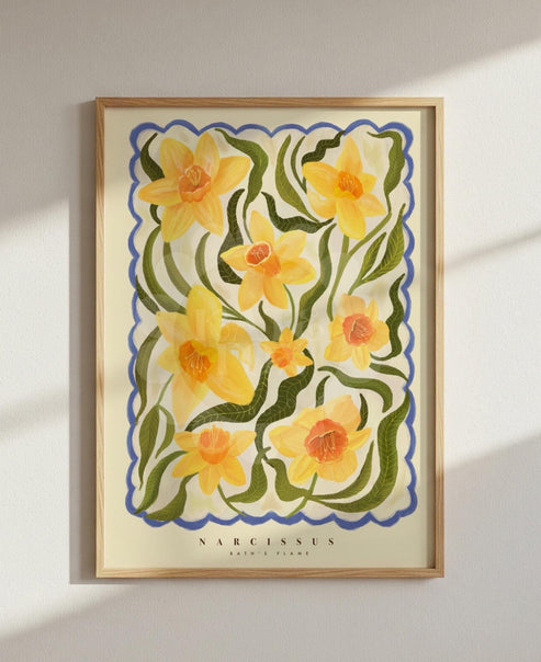 Spring Daffodil Art Print: Colourful Handrawn Floral Illustration