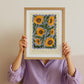 Sunflowers, Colourful Quirky Handrawn Art, Sunflower, Colourful Art, Bright Colourful Art Print, Modern Art Print, Gallery Wall, Bathroom,