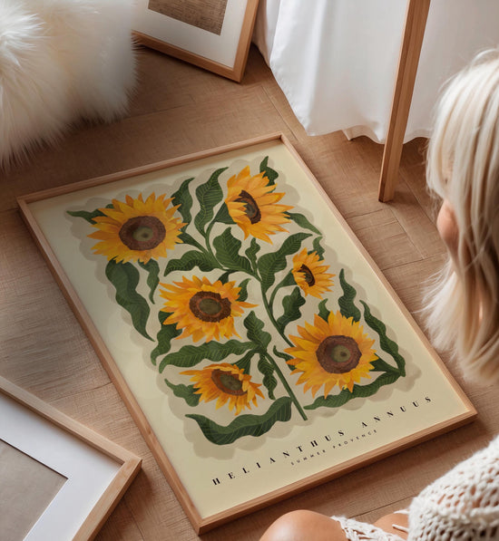 Sunflowers, Colourful Quirky Handrawn Art, Sunflower, Colourful Art, Bright Colourful Art Print, Modern Art Print, Gallery Wall, Bathroom,