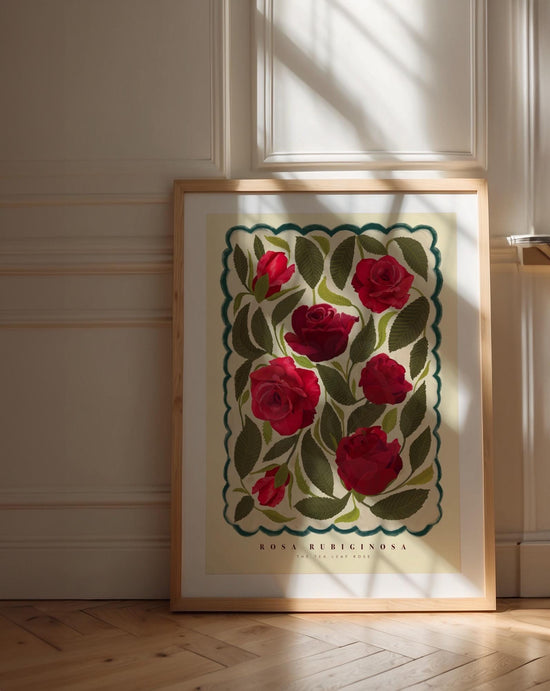 Red Rose Art Print: Colourful Handrawn Floral Illustration