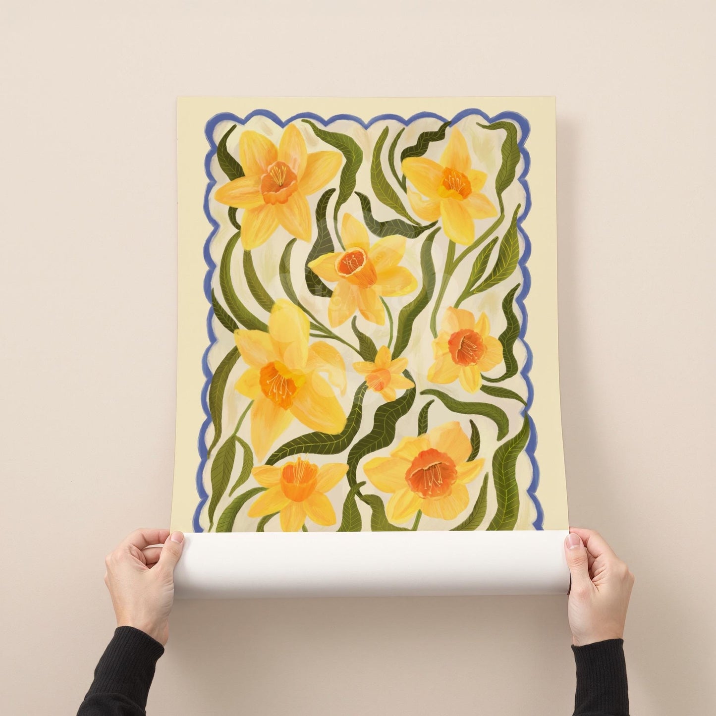Spring Daffodil Art Print: Colourful Handrawn Floral Illustration