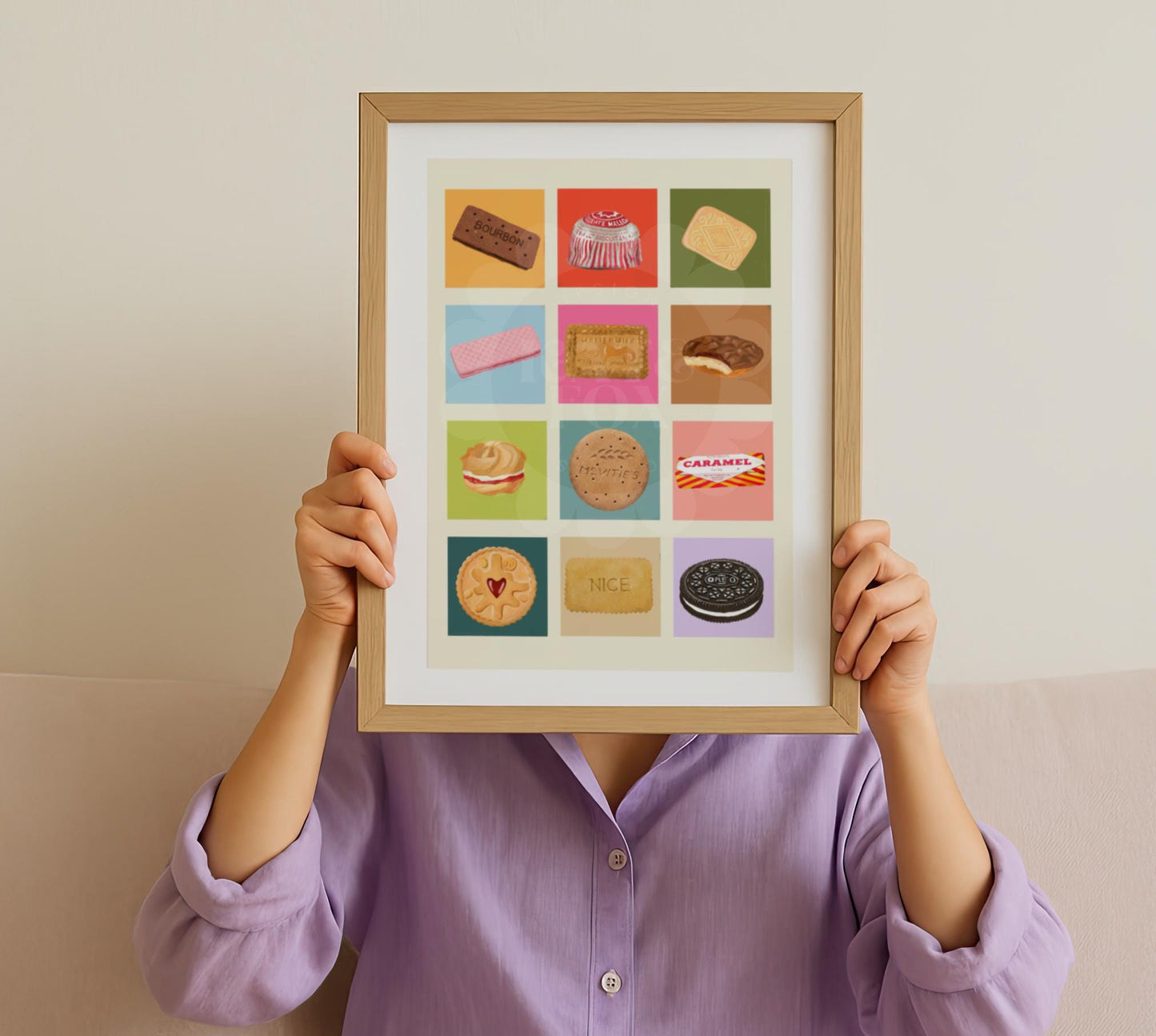 English Biscuits Art Print: Colourful Handrawn Biscuit Illustration, Kitchen