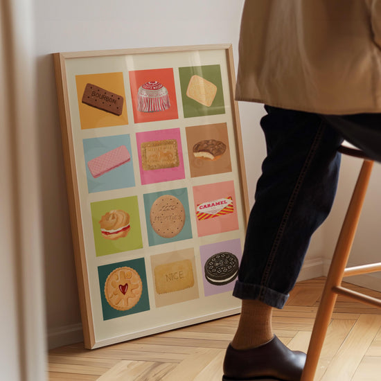 English Biscuits Art Print: Colourful Handrawn Biscuit Illustration, Kitchen