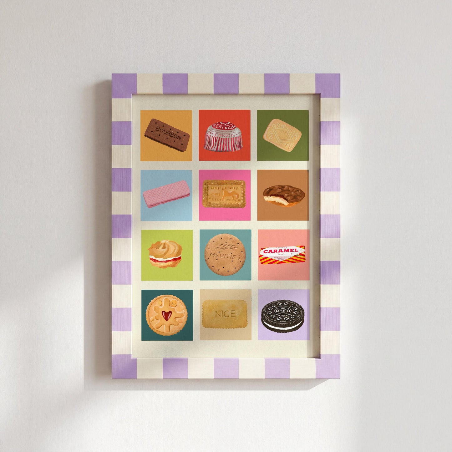 English Biscuits Art Print: Colourful Handrawn Biscuit Illustration, Kitchen