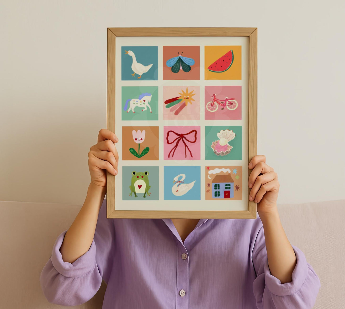 Whimsy Art Print: Colourful Handrawn Kids Illustration, Bedroom, Colourful