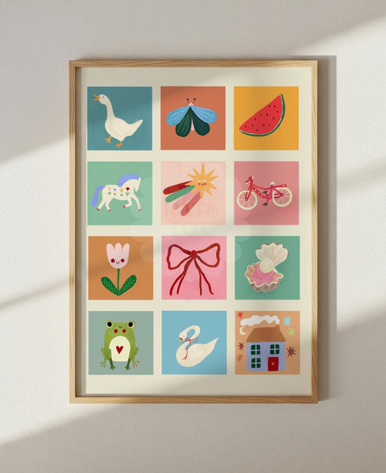 Whimsy Art Print: Colourful Handrawn Kids Illustration, Bedroom, Colourful