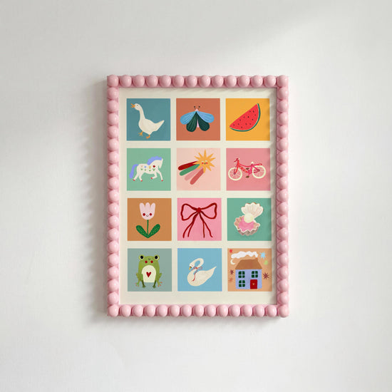 Whimsy Art Print: Colourful Handrawn Kids Illustration, Bedroom, Colourful