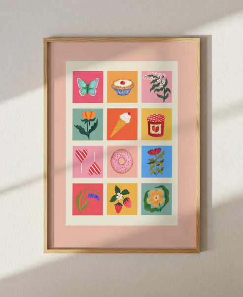 Sweetheart Art Print: Colourful Handrawn Kids Illustration, Bedroom, Colourful
