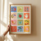 English Country Garden Art Print: Colourful Handrawn Illustration, Bedroom, Colourful