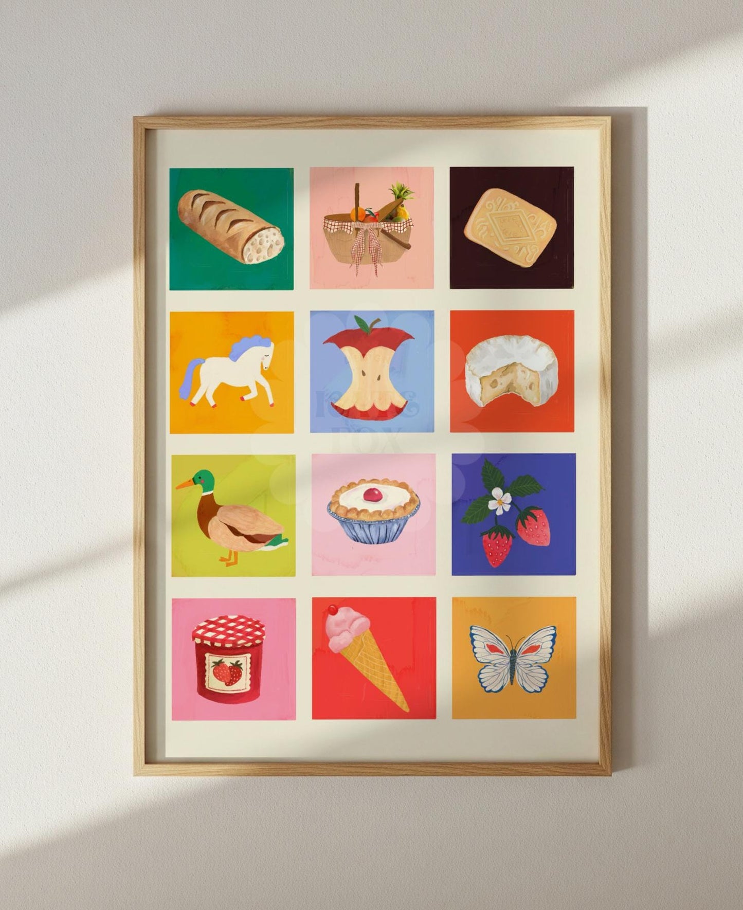 Picnic Art Print: Colourful Handrawn Kids Illustration, Bedroom, Colourful