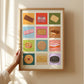 English Biscuits Art Print: Colourful Handrawn Biscuit Illustration, Kitchen
