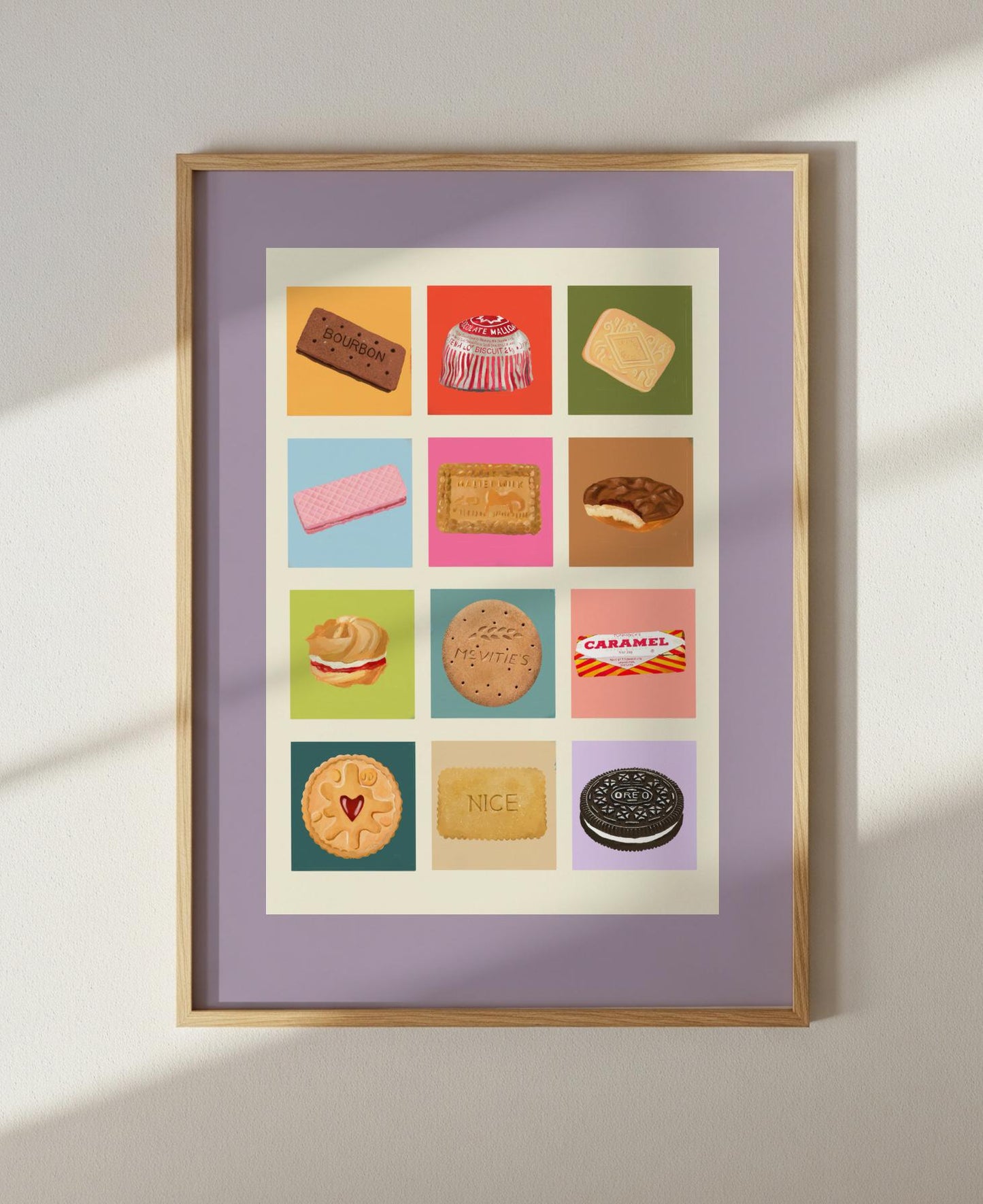 English Biscuits Art Print: Colourful Handrawn Biscuit Illustration, Kitchen