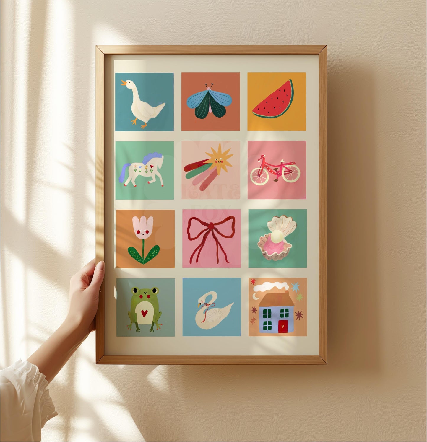Whimsy Art Print: Colourful Handrawn Kids Illustration, Bedroom, Colourful