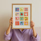English Country Garden Art Print: Colourful Handrawn Illustration, Bedroom, Colourful
