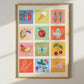 English Country Garden Art Print: Colourful Handrawn Illustration, Bedroom, Colourful