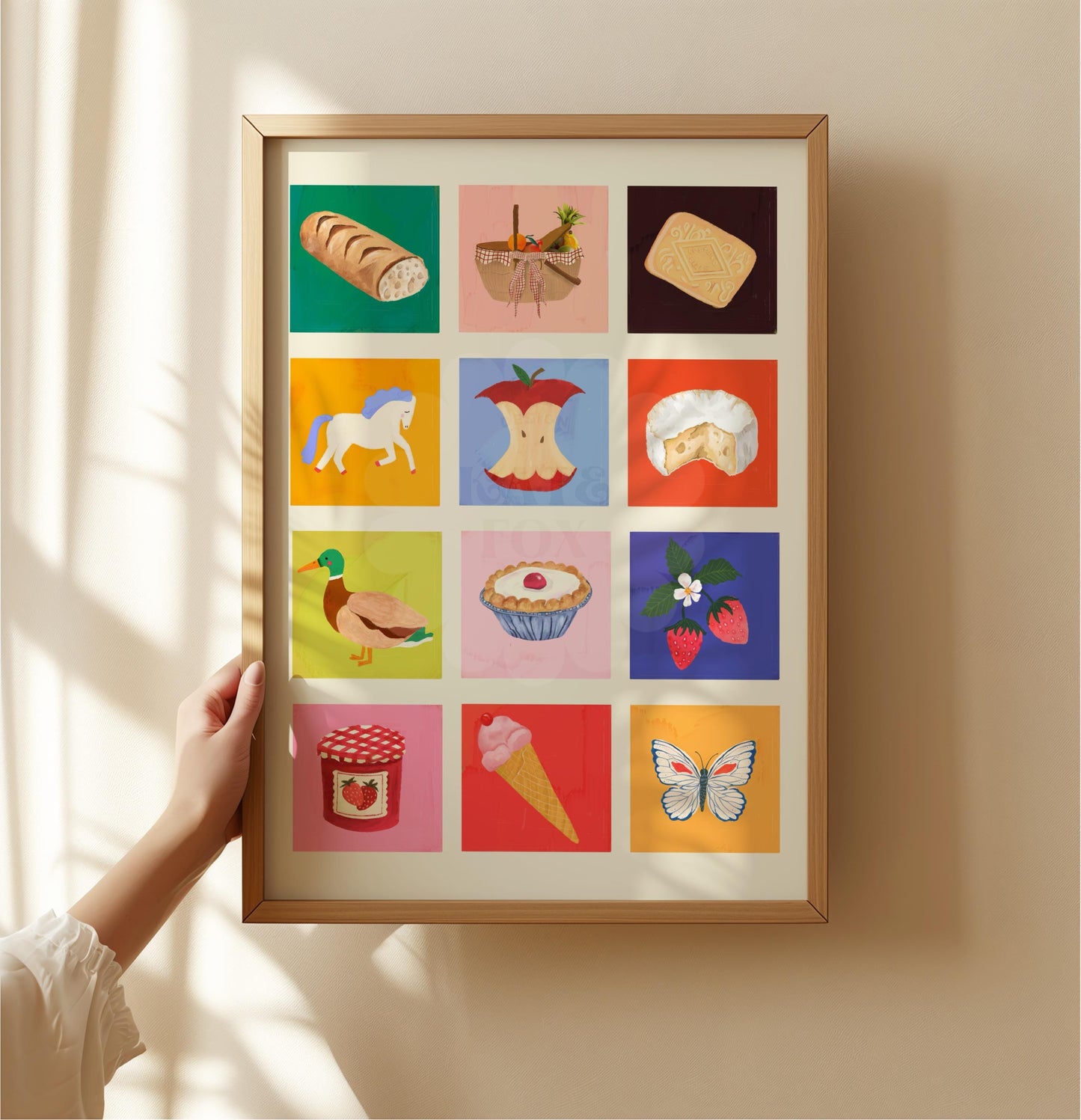 Picnic Art Print: Colourful Handrawn Kids Illustration, Bedroom, Colourful