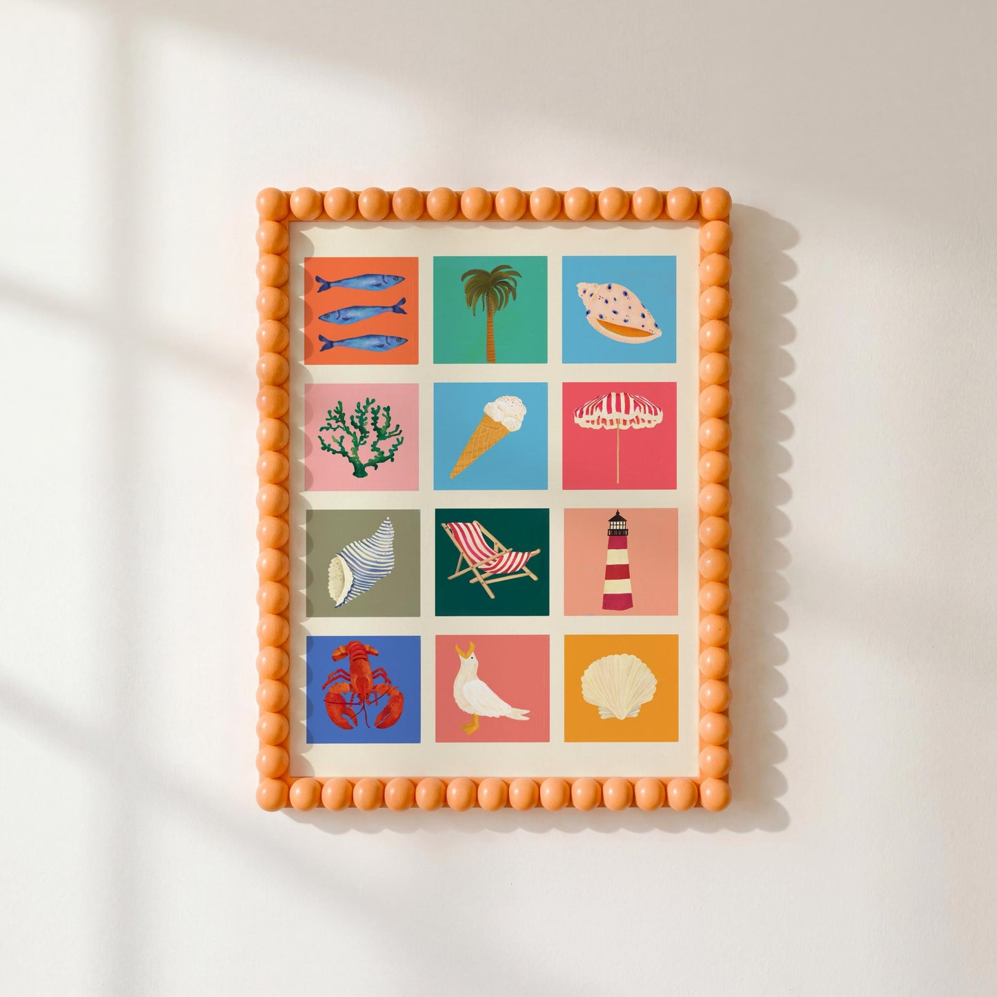Seaside Art Print: Colourful Handrawn Illustration, Bedroom, Bathroom,, Hallway, Colourful