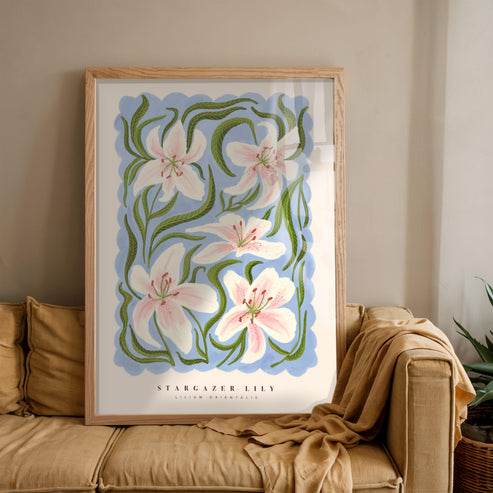 Stargazer Lily Art Print: Colourful Handrawn Floral Illustration