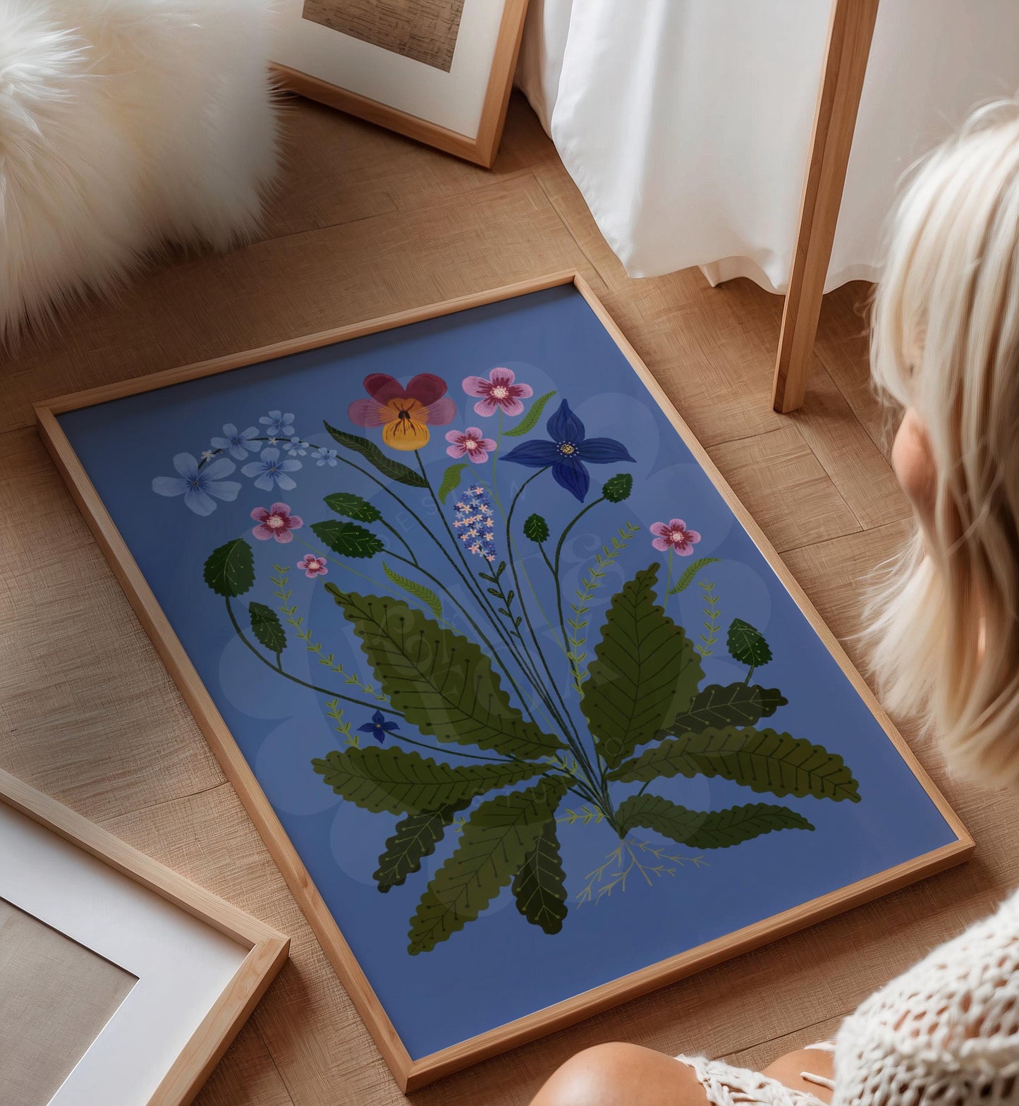 Pansy Posy Flower Art Print: Colourful Handrawn Floral Illustration