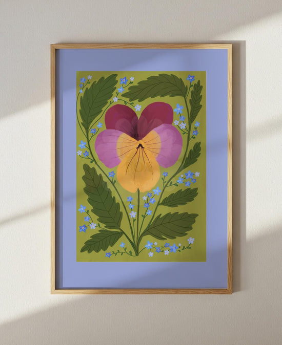 Pansy Art Print: Colourful Handrawn Floral Illustration