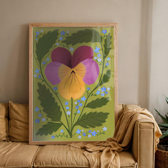 Pansy Art Print: Colourful Handrawn Floral Illustration