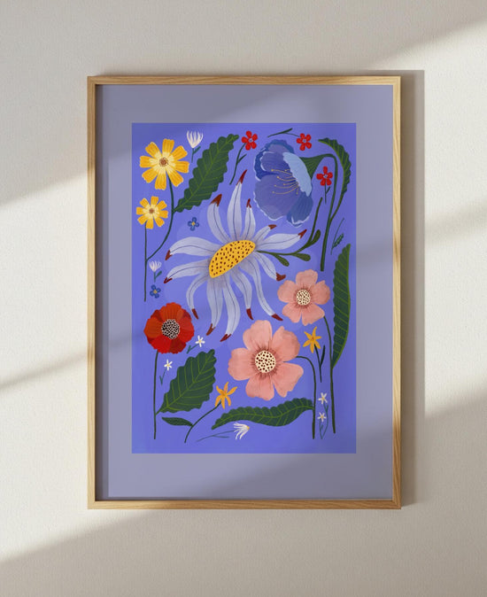 Circus Flowers Art Print: Colourful Handrawn Floral Illustration
