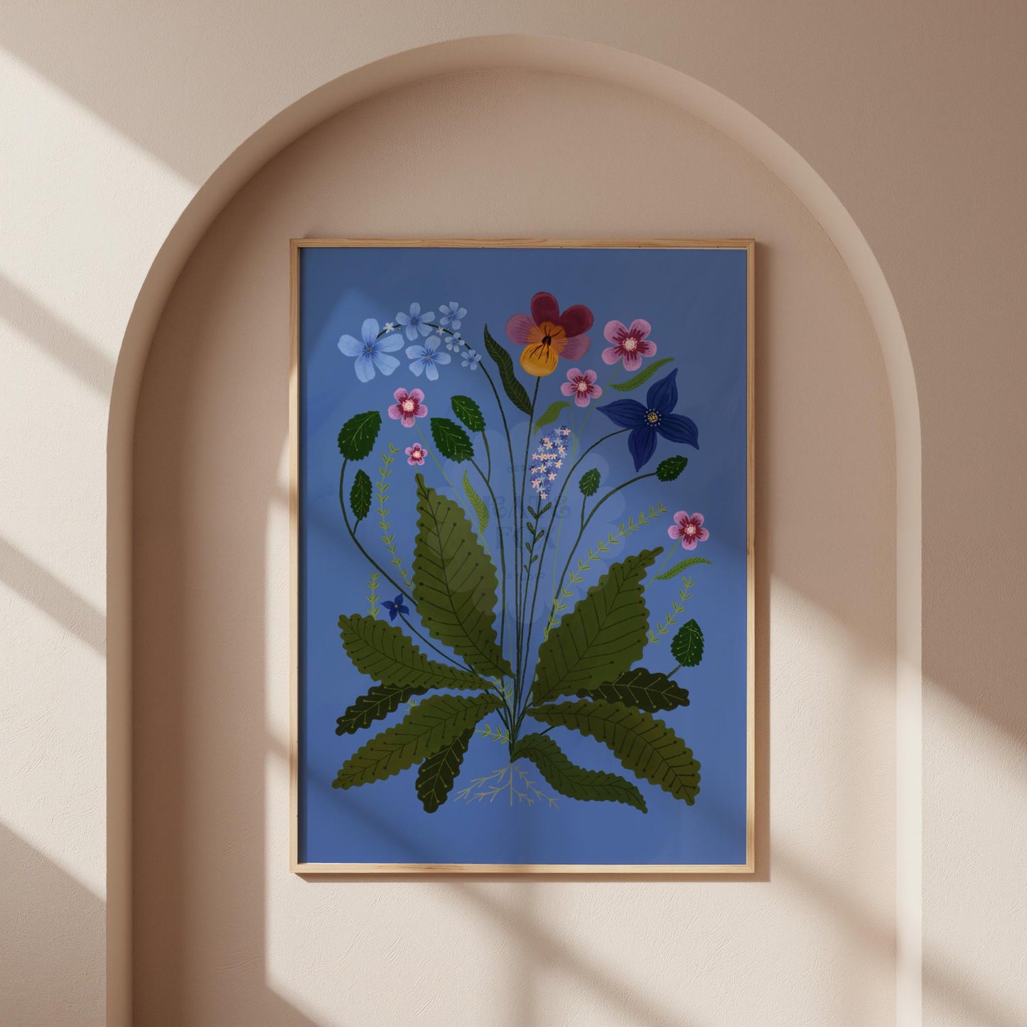 Pansy Posy Flower Art Print: Colourful Handrawn Floral Illustration