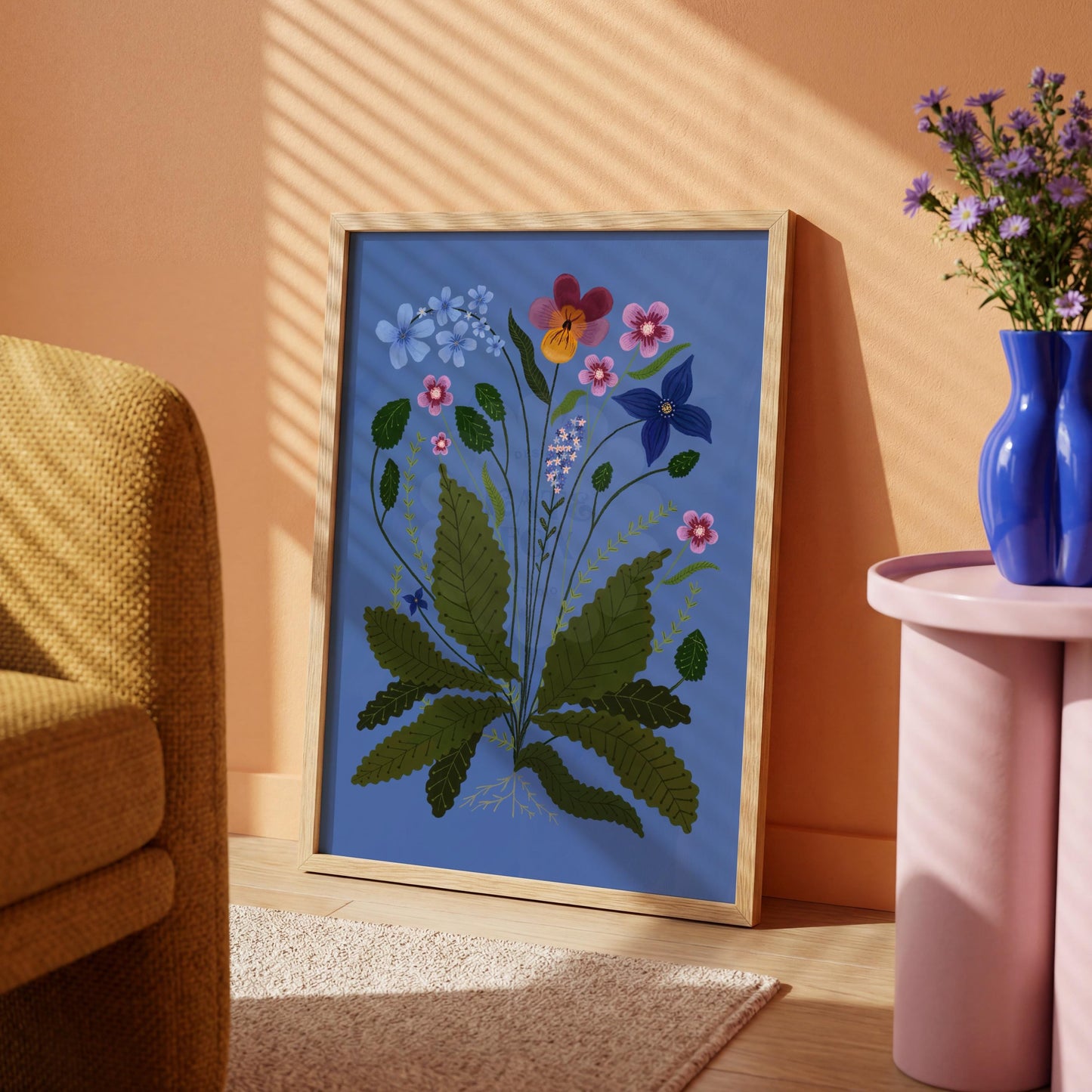 Pansy Posy Flower Art Print: Colourful Handrawn Floral Illustration
