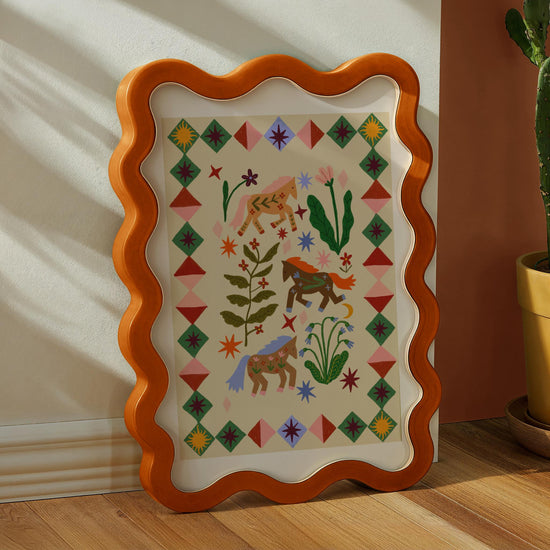 Folk Horses Illustration: Colour Pop Nursery Art Print