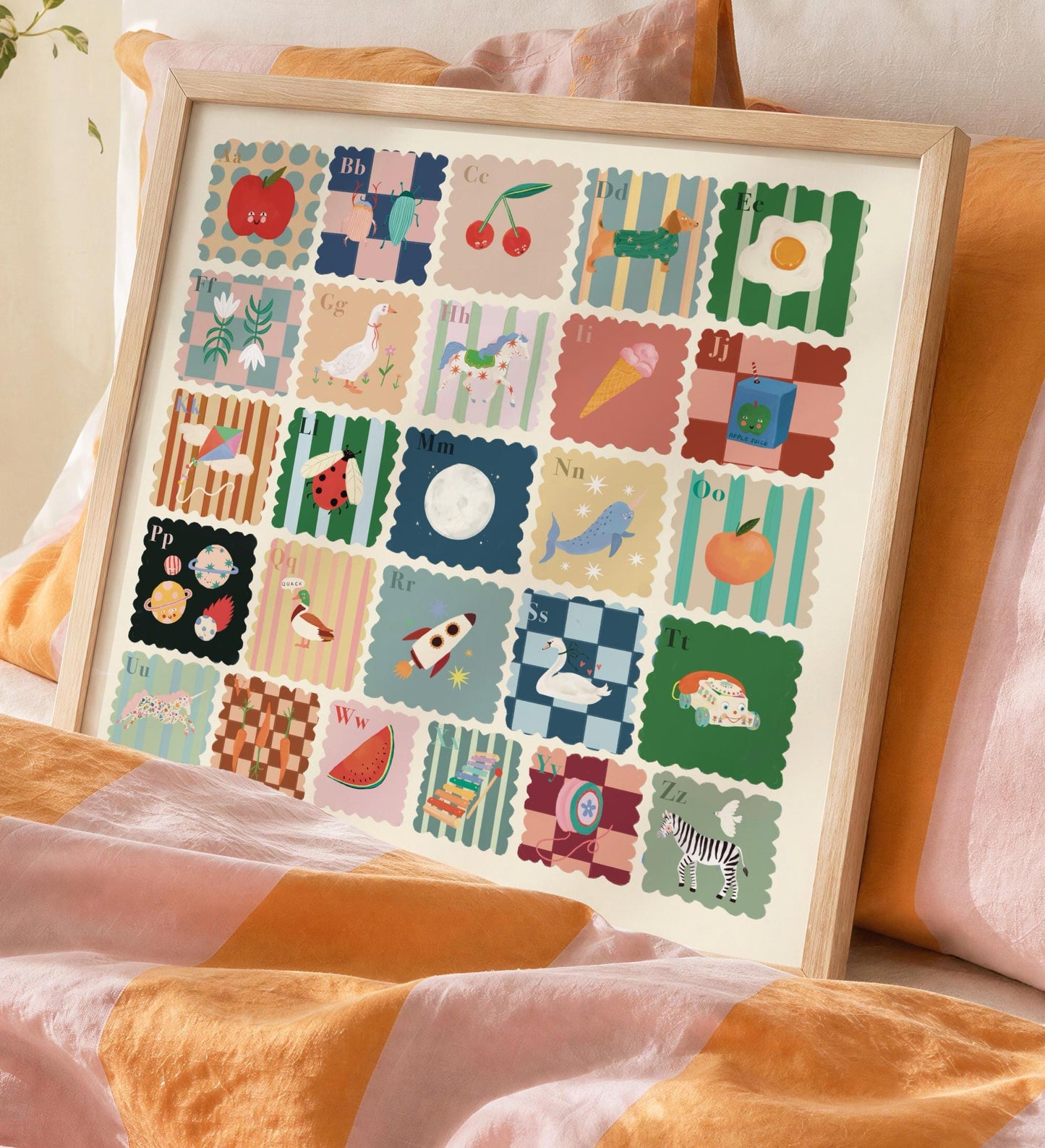 Kids Square Alphabet Print, A-Z, Cool, Kids, Wall Art