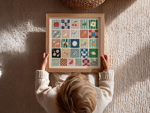 Kids Square Alphabet Print, A-Z, Cool, Kids, Wall Art