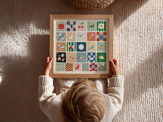 Kids Square Alphabet Print, A-Z, Cool, Kids, Wall Art