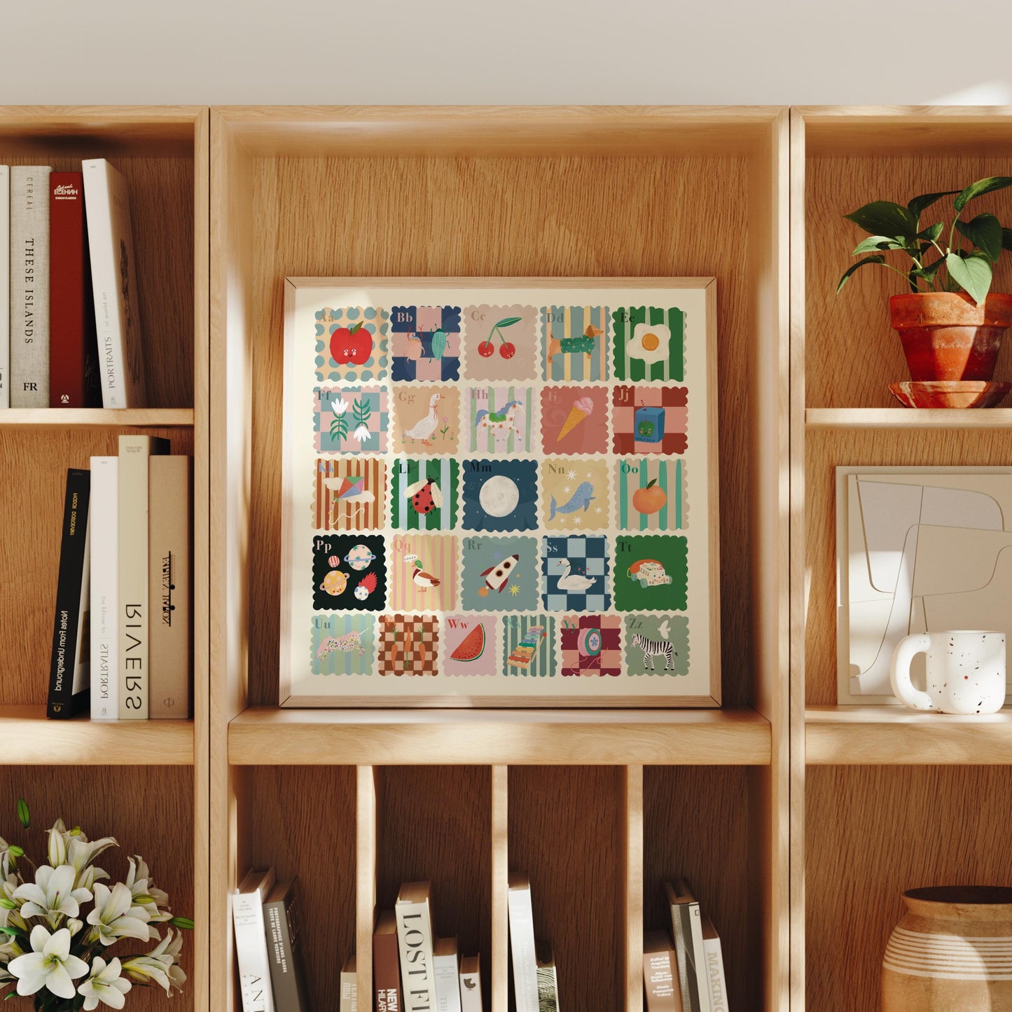 Kids Square Alphabet Print, A-Z, Cool, Kids, Wall Art