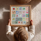 Kids Square Alphabet Print, A-Z, Pastel, Kids, Wall Art