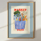 Hand Drawn Market Days Art Print: Colourful Fruit Market Decor, Vegetable, Stripes,