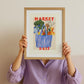 Hand Drawn Market Days Art Print: Colourful Fruit Market Decor, Vegetable, Stripes,